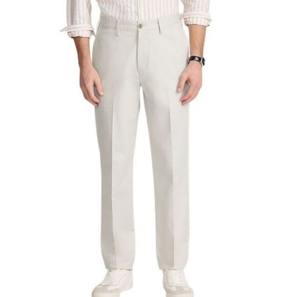 Lands' End Light Beige Flat Front Straight Leg Traditional Fit Chino Pants Sz 35 - Picture 1 of 14